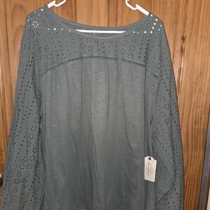 St. John's Bay Green Eyelet Blouse